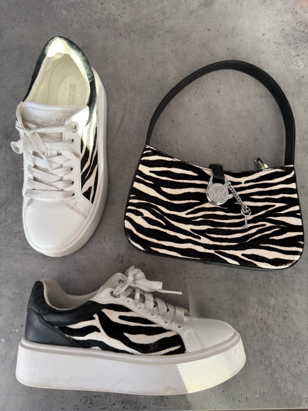 Michael Kors Zebra Haircalf Shoulder Bag and Sneakers Bundle!